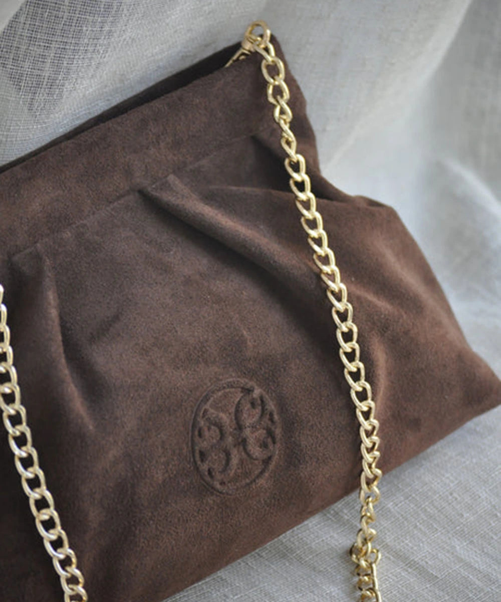 Kiss Mini Leather Pouch - Choco Suede