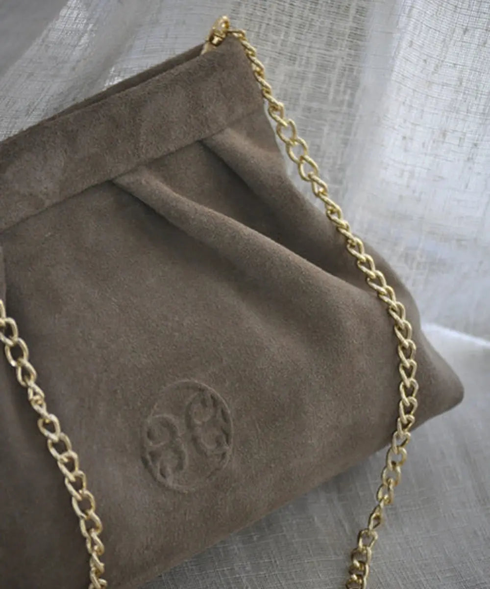Kiss Mini Leather Pouch - Mocca Suede