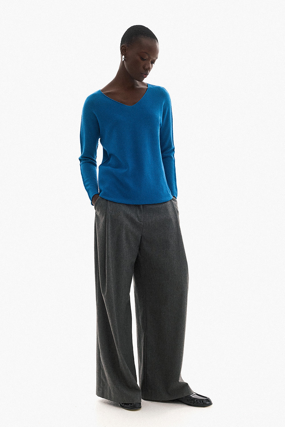 Soft Knitwear V-Neck | Petrol