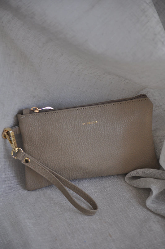 Polly Leather Pouch - Taupe