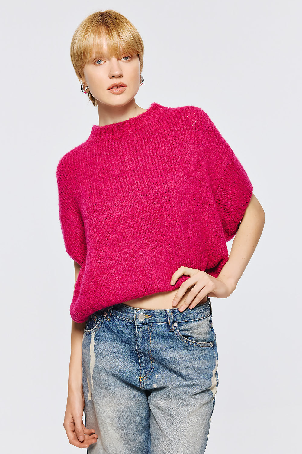 Short Sleeve Pullover - Magenta