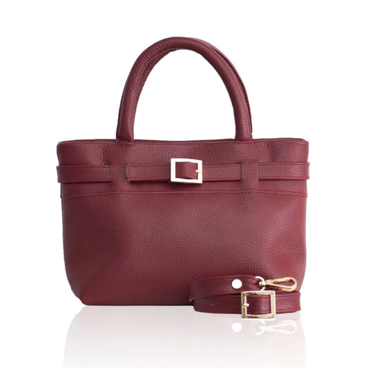 Emily Medium Leather Handbag - Cherry Red