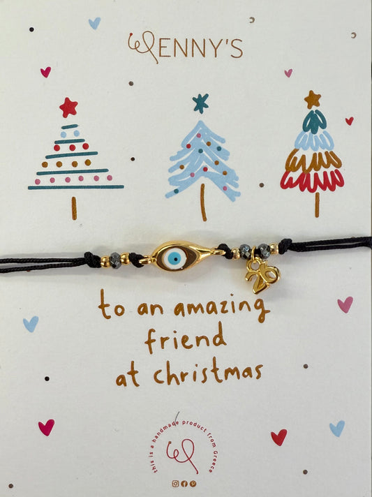 Γούρι Βραχιόλι #26 - Ματάκι (μαύρο κορδόνι)