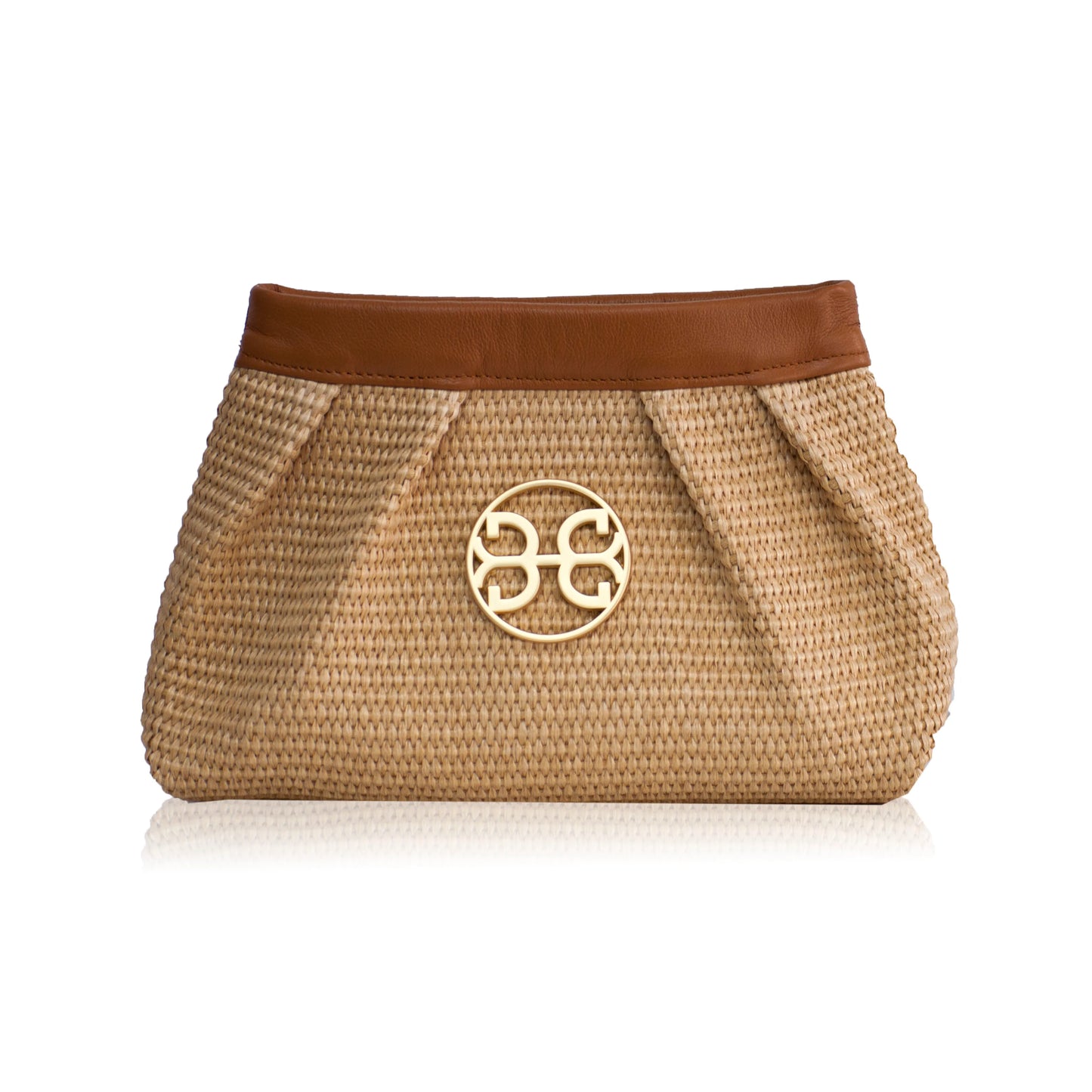 Kiss Raffia Pouch - Tabac