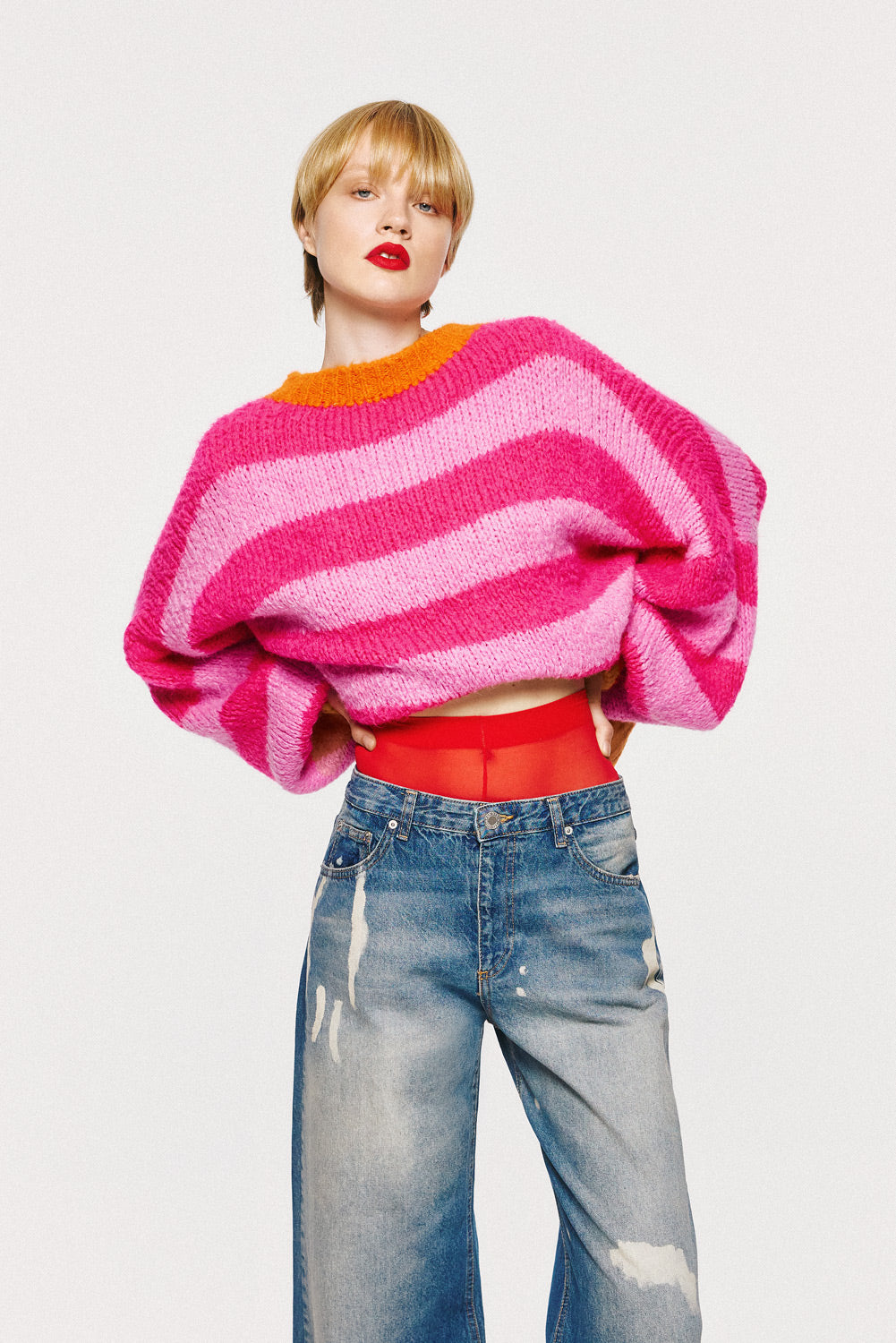 Long Sleeve Pullover - Fuchsia Stripe