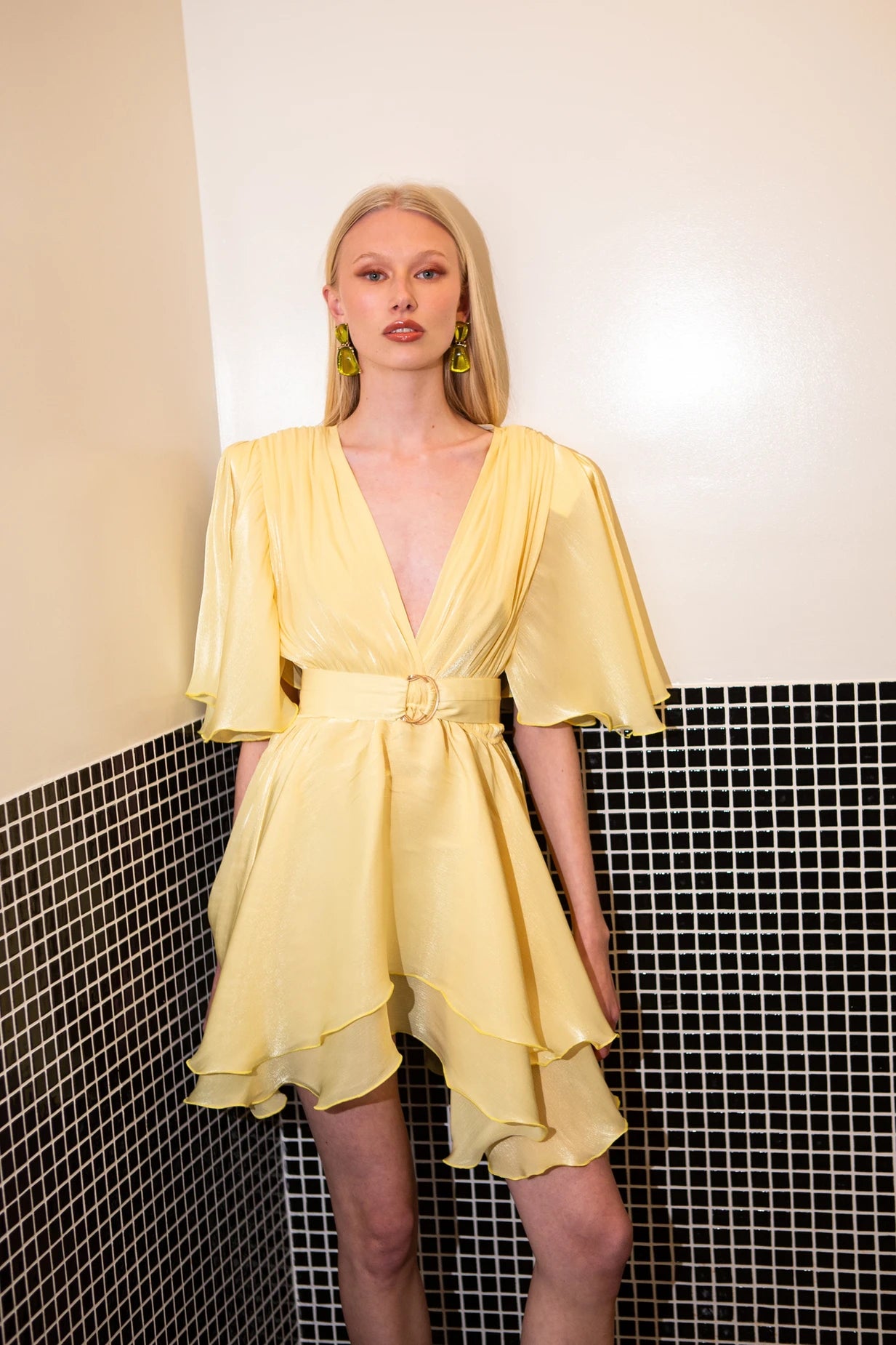 Sarah Mini Dress - Yellow Pastel