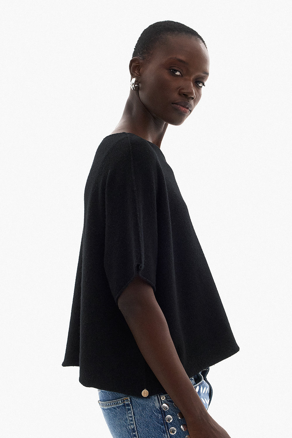 Soft Knitwear 3/4 Sleeve | Black