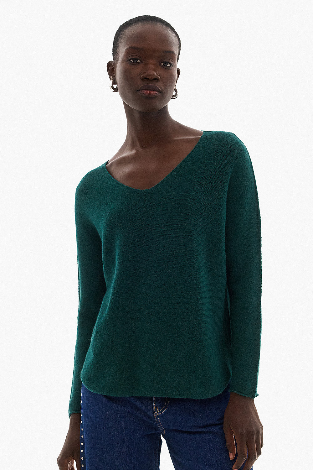 Soft Knitwear V-Neck | Green