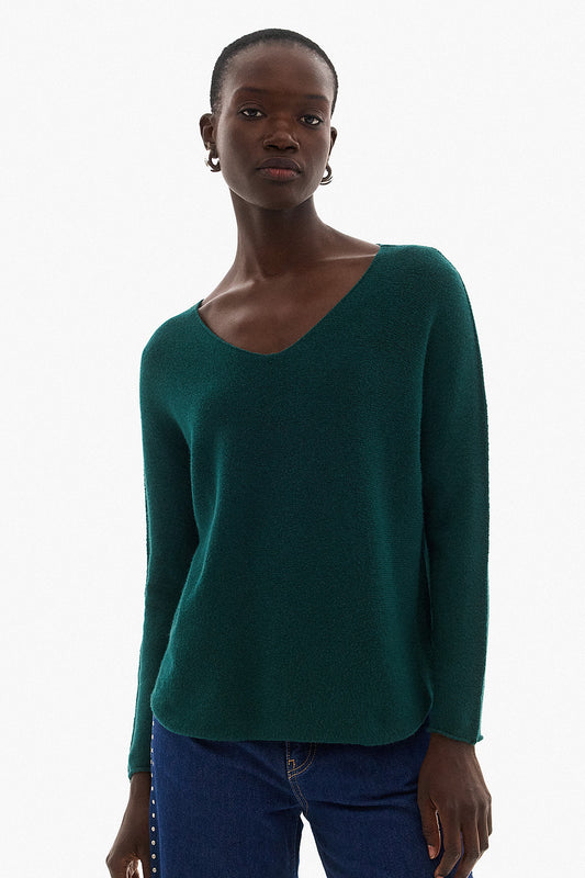 Soft Knitwear V-Neck | Green