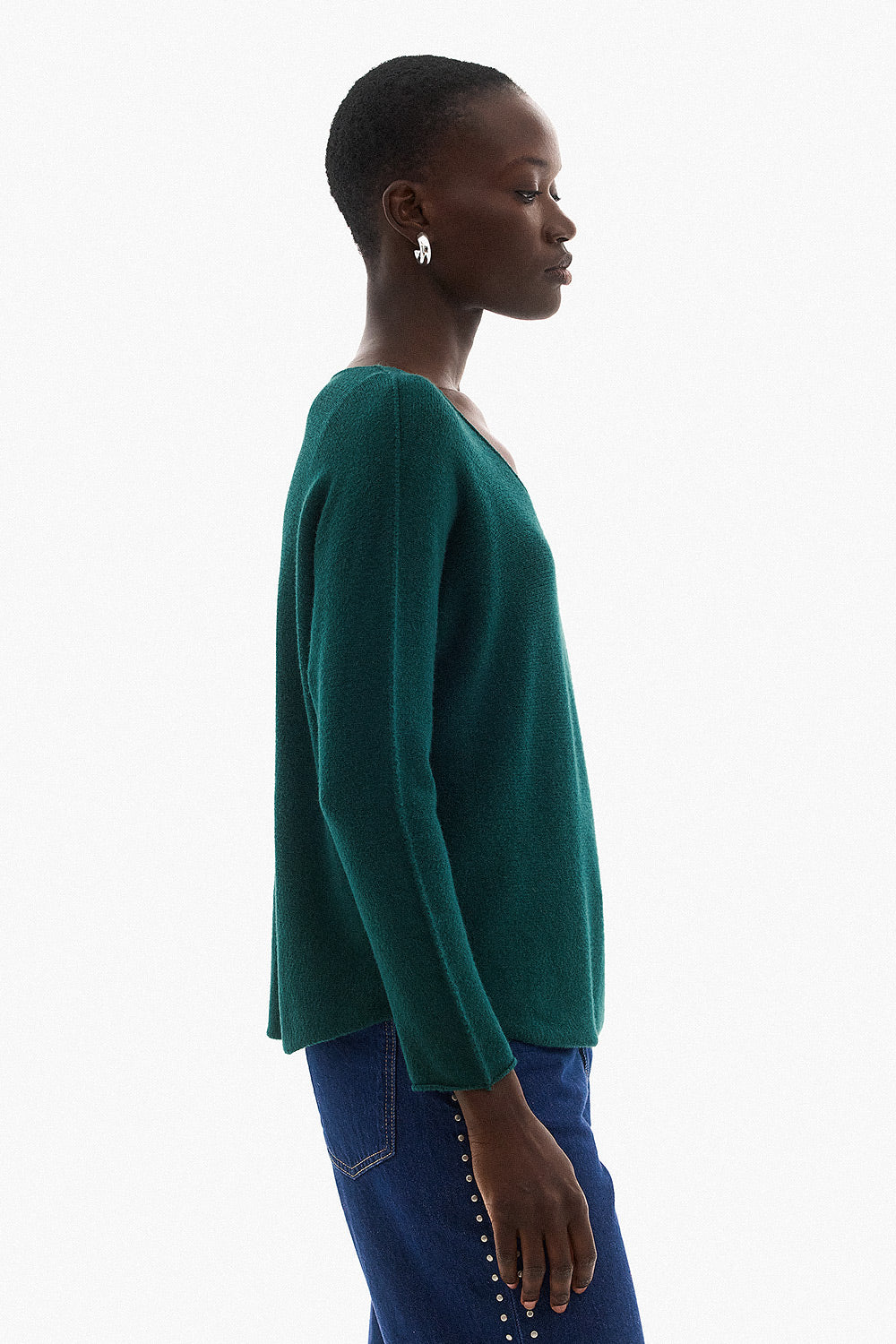 Soft Knitwear V-Neck | Green