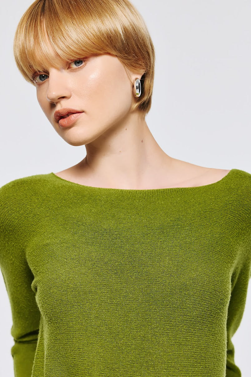 Soft Knitwear O-Neck | Olive Green