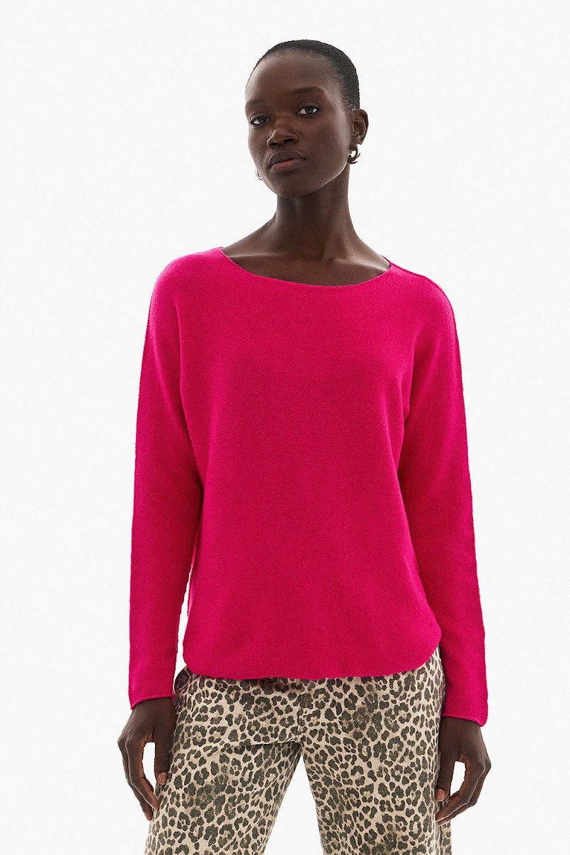 Soft Knitwear O-Neck | Fuchsia
