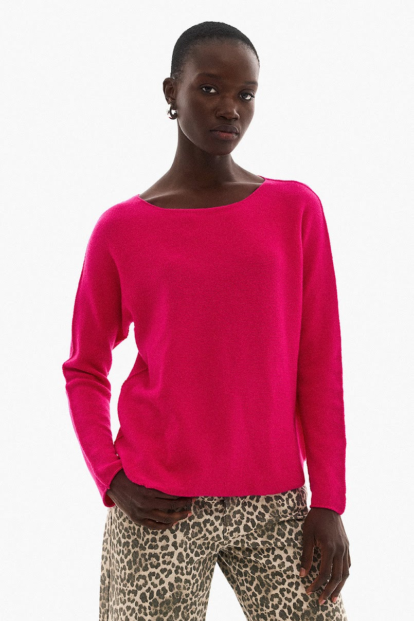Soft Knitwear O-Neck | Fuchsia