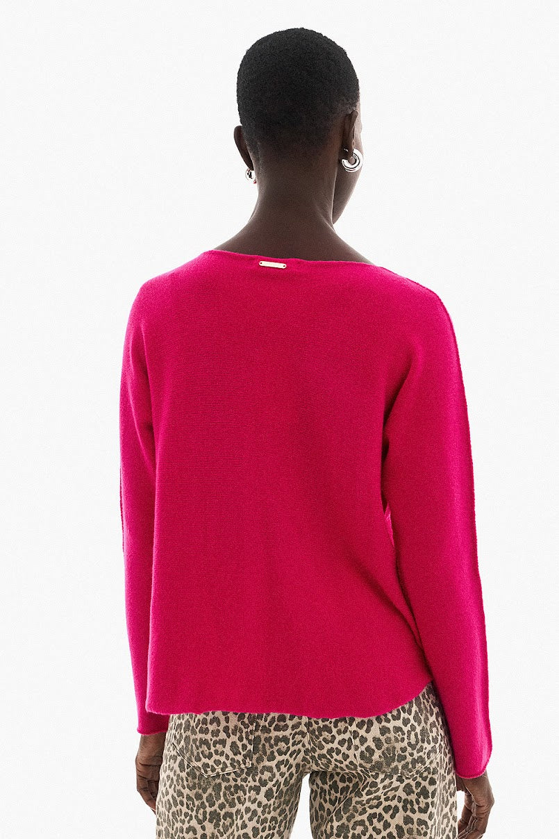 Soft Knitwear O-Neck | Fuchsia