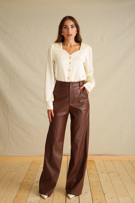 Walnut Brown Leather Pants