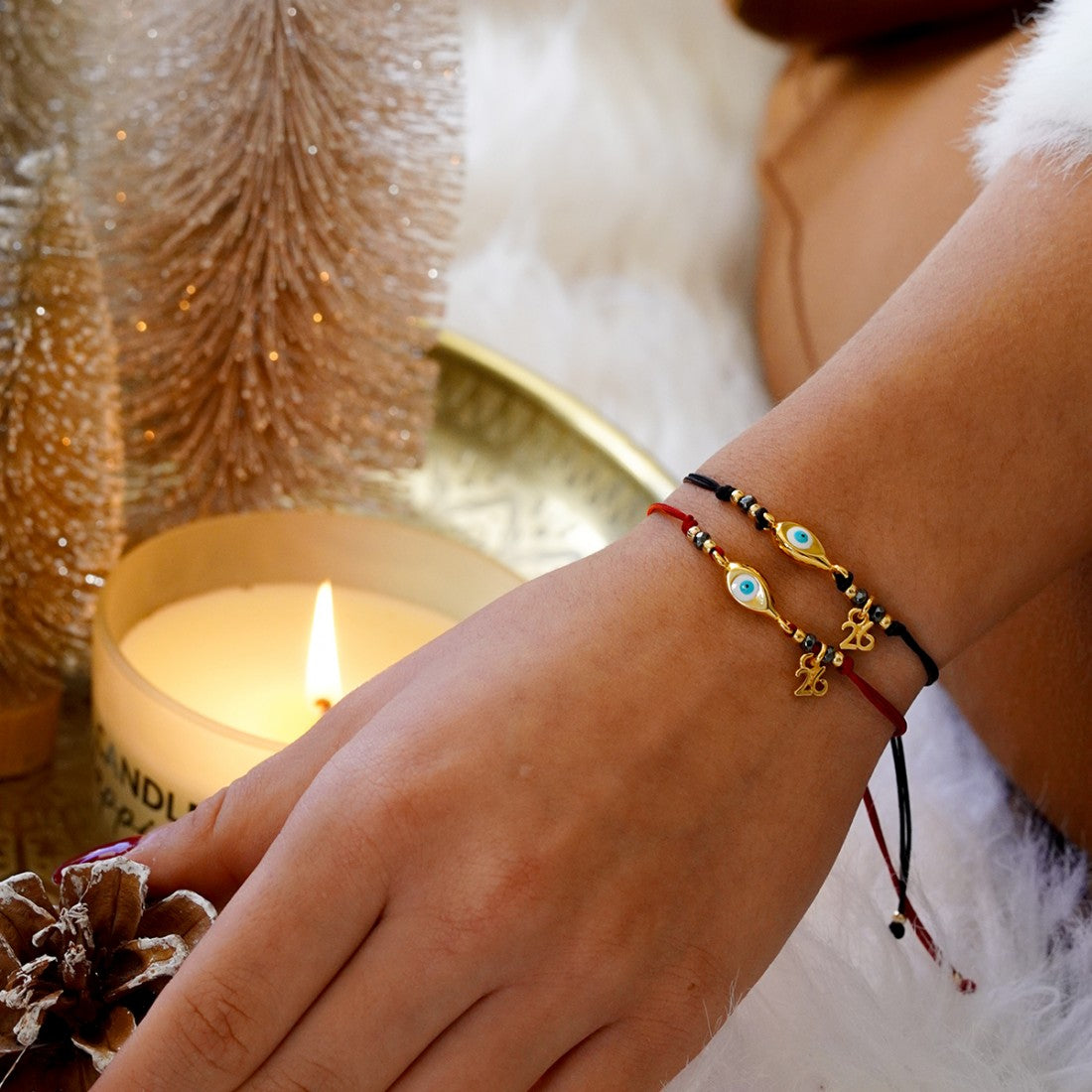 Γούρι Βραχιόλι #26 - Ματάκι (μαύρο κορδόνι)