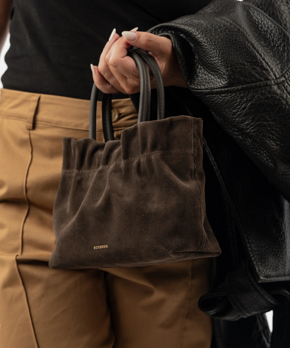 Nefeli Mini Leather Bag - Choco Suede