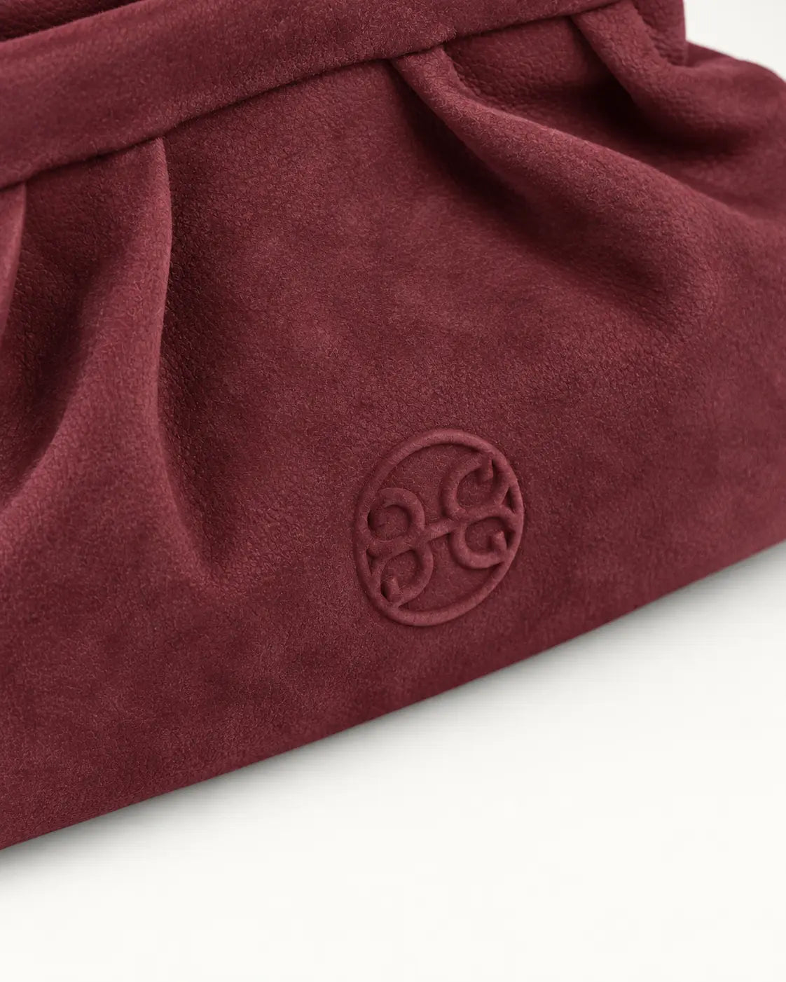 Kiss Mini Leather Pouch - Burgundy Suede