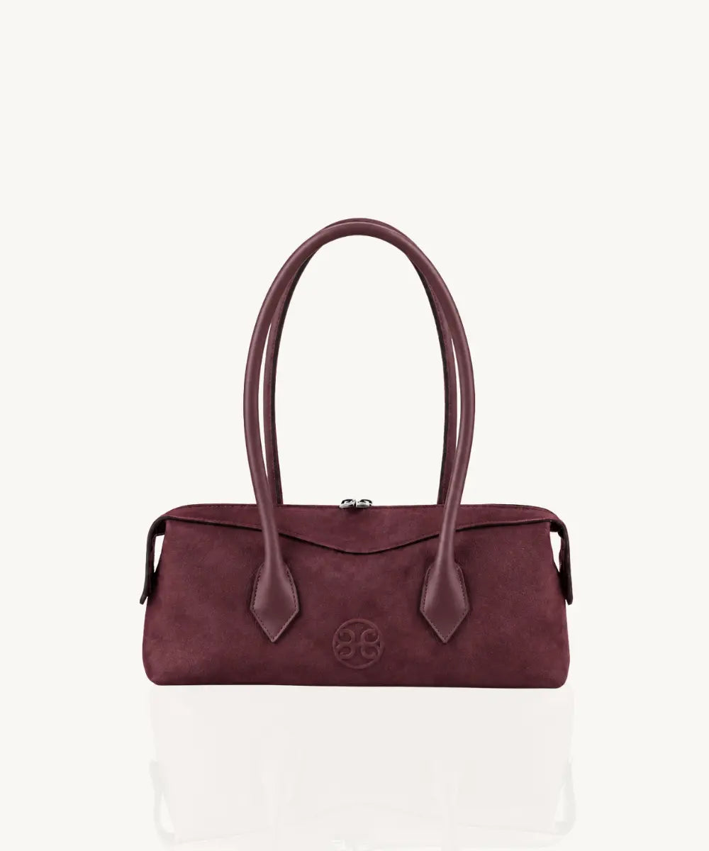 Lydia Leather Bag - Burgundy Suede