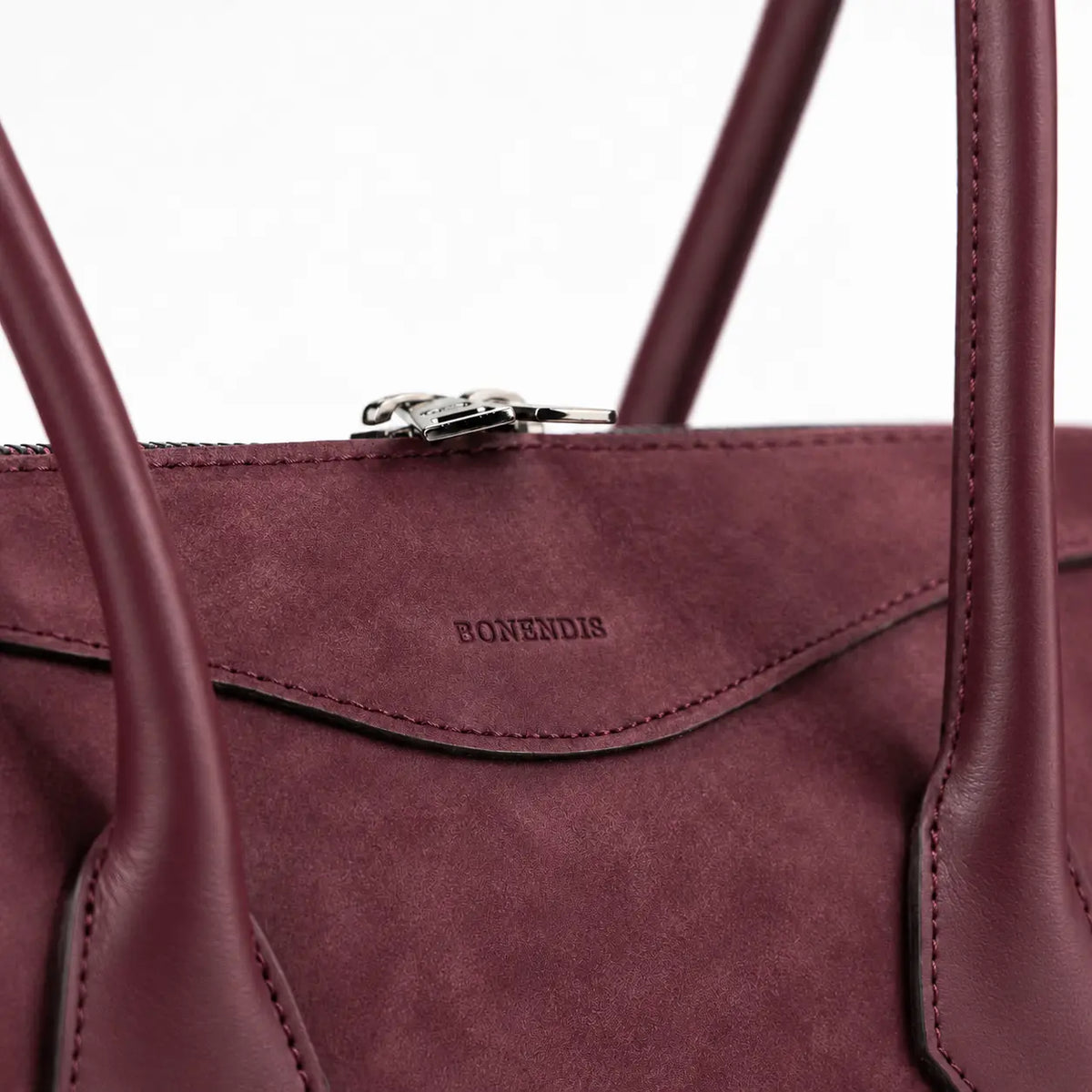 Lydia Leather Bag - Burgundy Suede