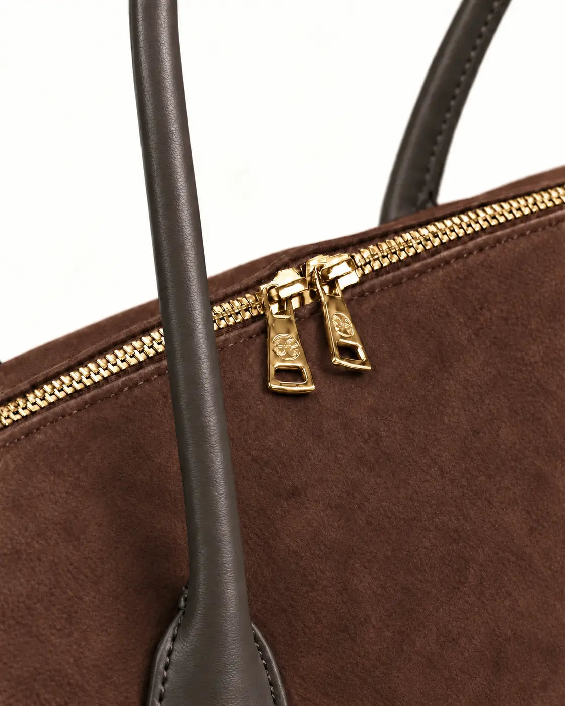 Bowling Leather Bag - Choco Suede
