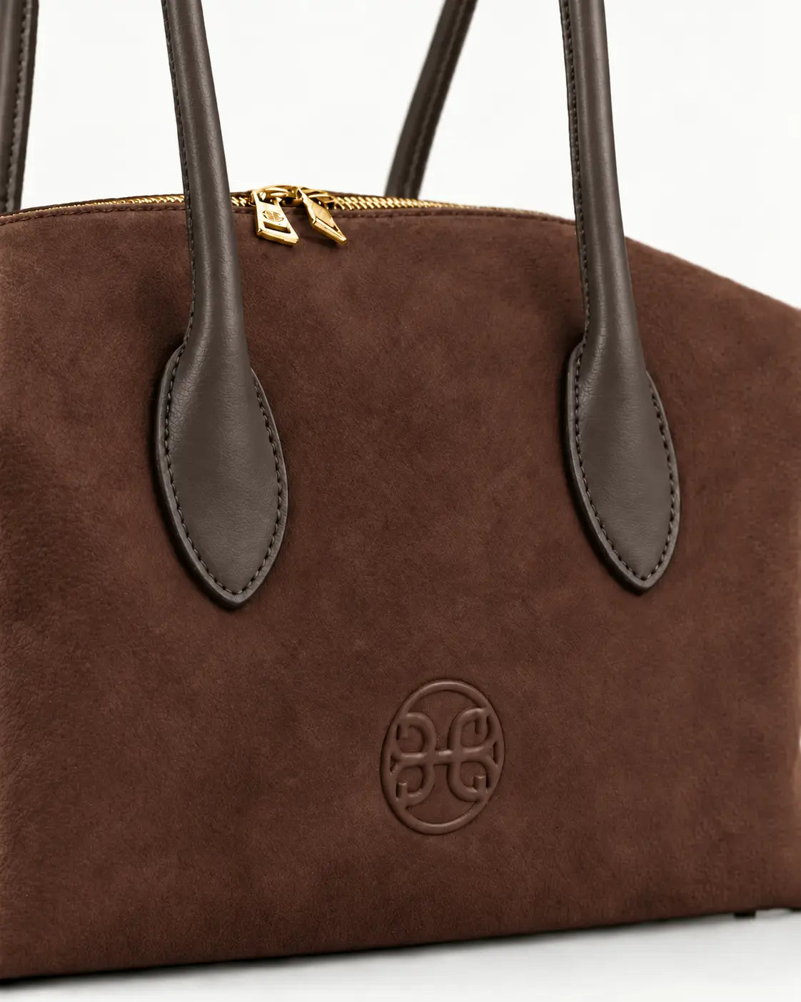 Bowling Leather Bag - Choco Suede