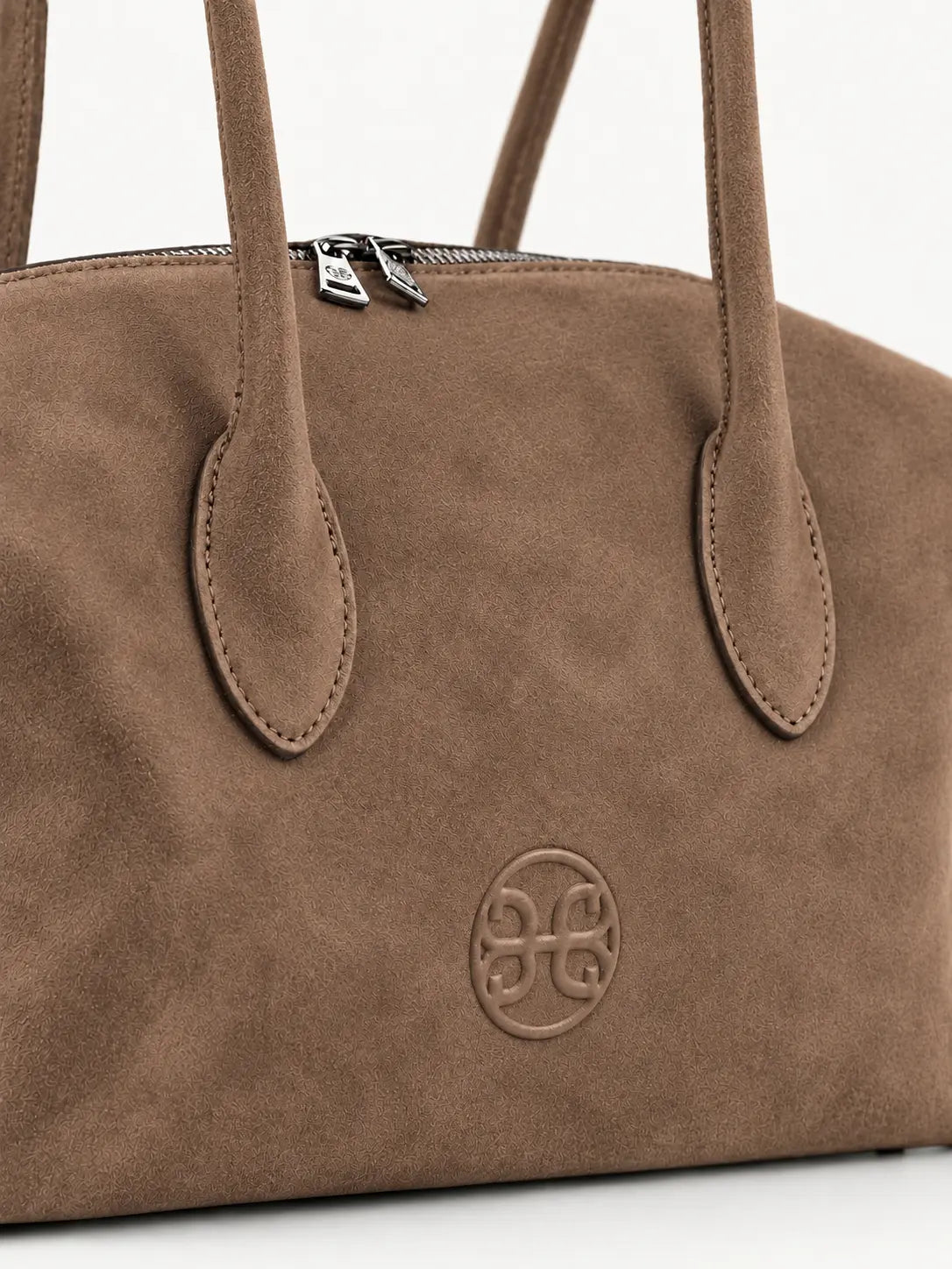 Bowling Leather Bag - Mocca Suede