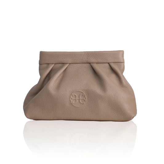 Kiss Mini Leather Pouch - Taupe
