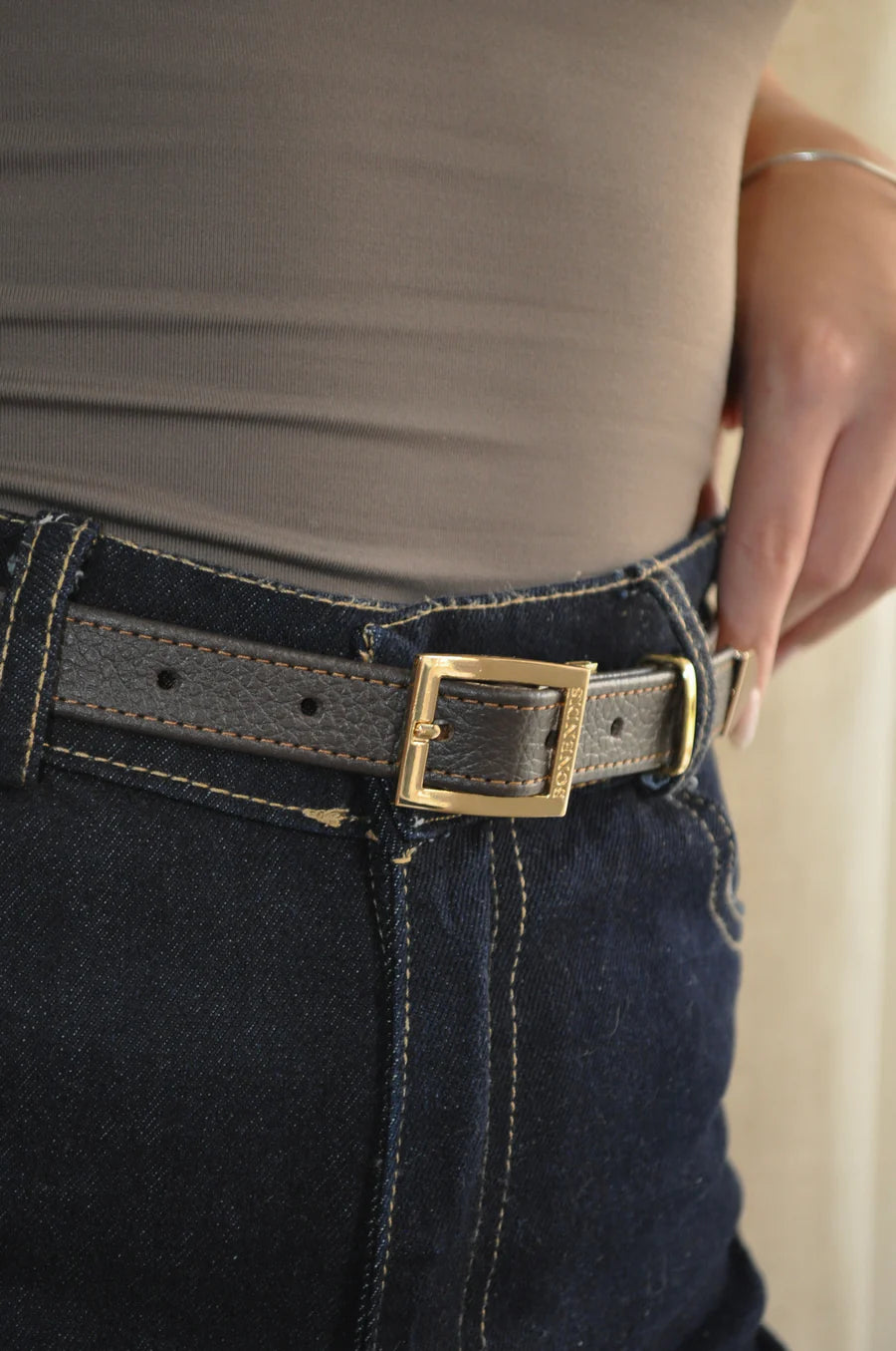 Bonendis Leather Belt - Dark Brown
