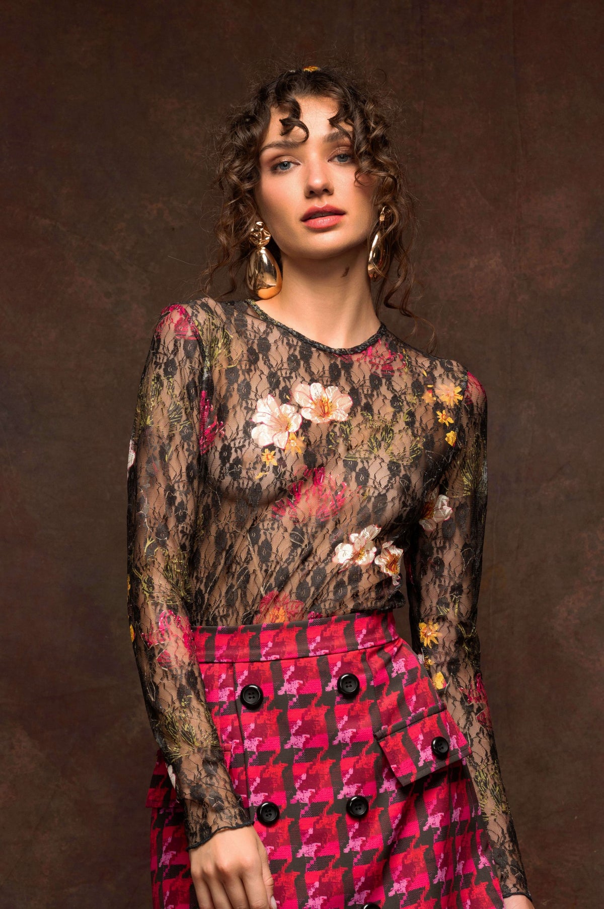 Fuchsia Floral Lace Top