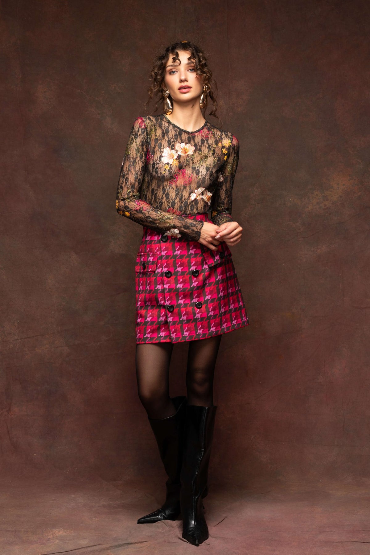 Fuchsia Floral Lace Top
