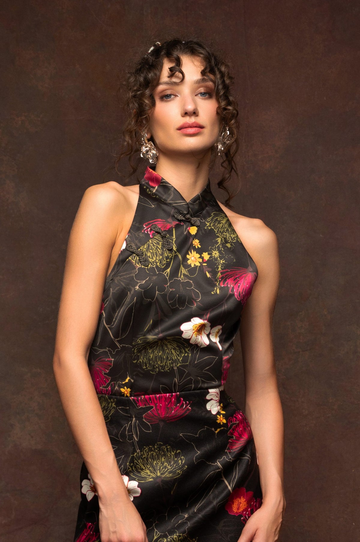 Fuchsia Floral Japanese Top