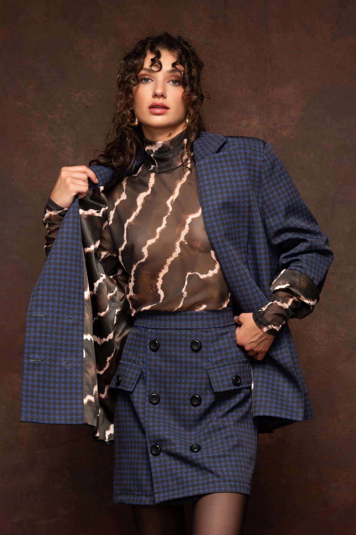 Brown Marble Mesh Top