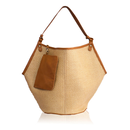 Helena Raffia Shoulder Bag - Tabac