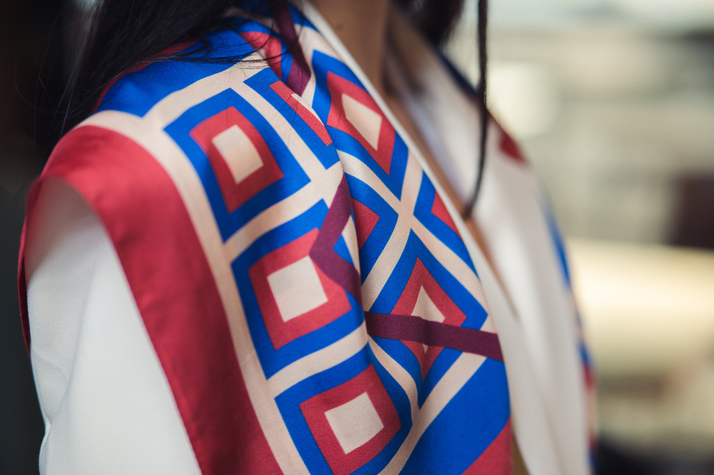 Cubes Satin Silk Scarf