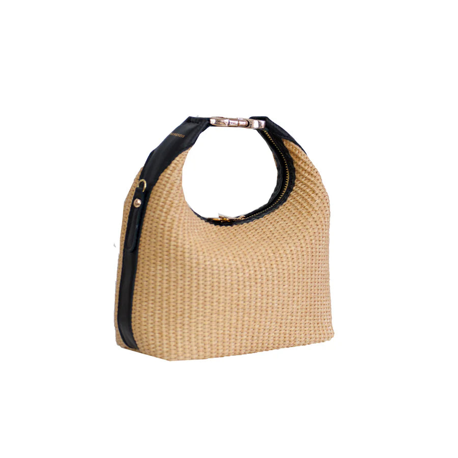 Maggie Raffia Handbag - Black