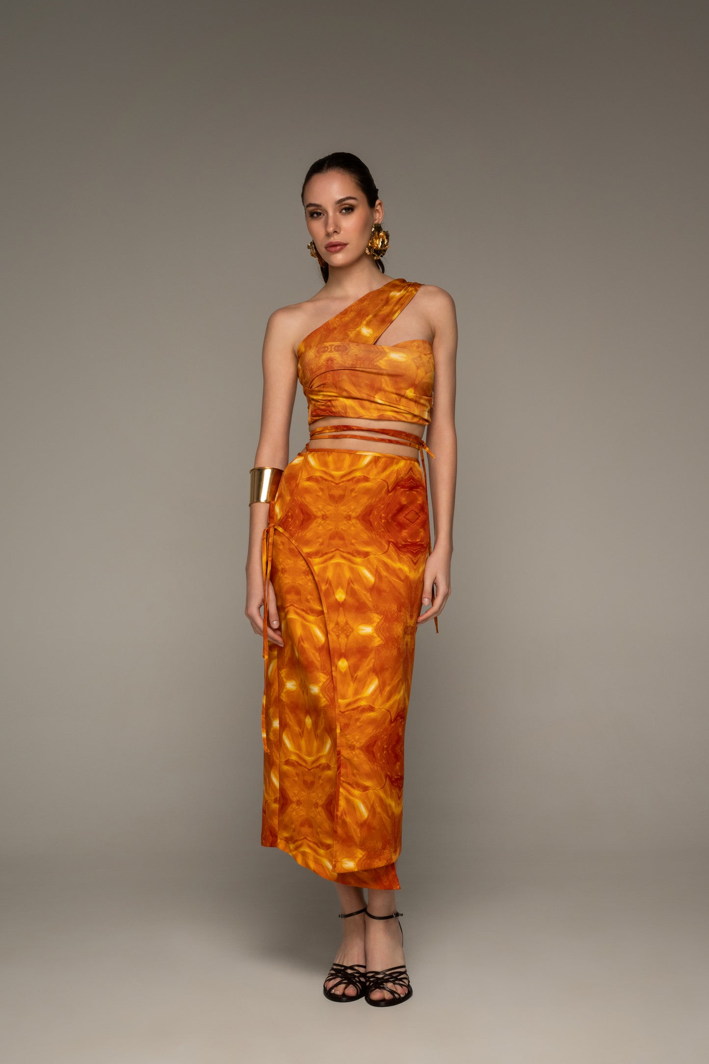 Waves Self-tie Wrap Skirt