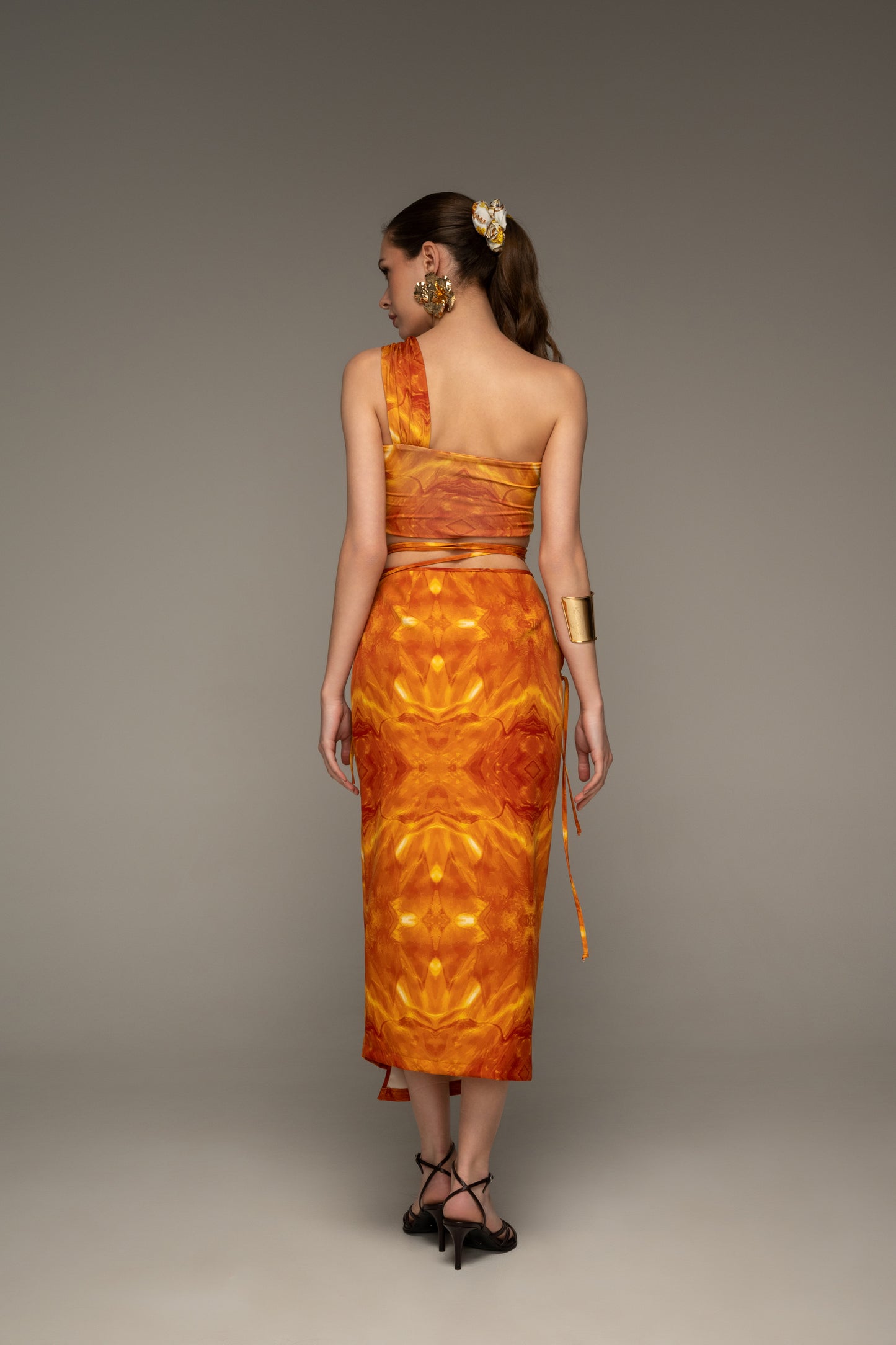 Waves Self-tie Wrap Skirt