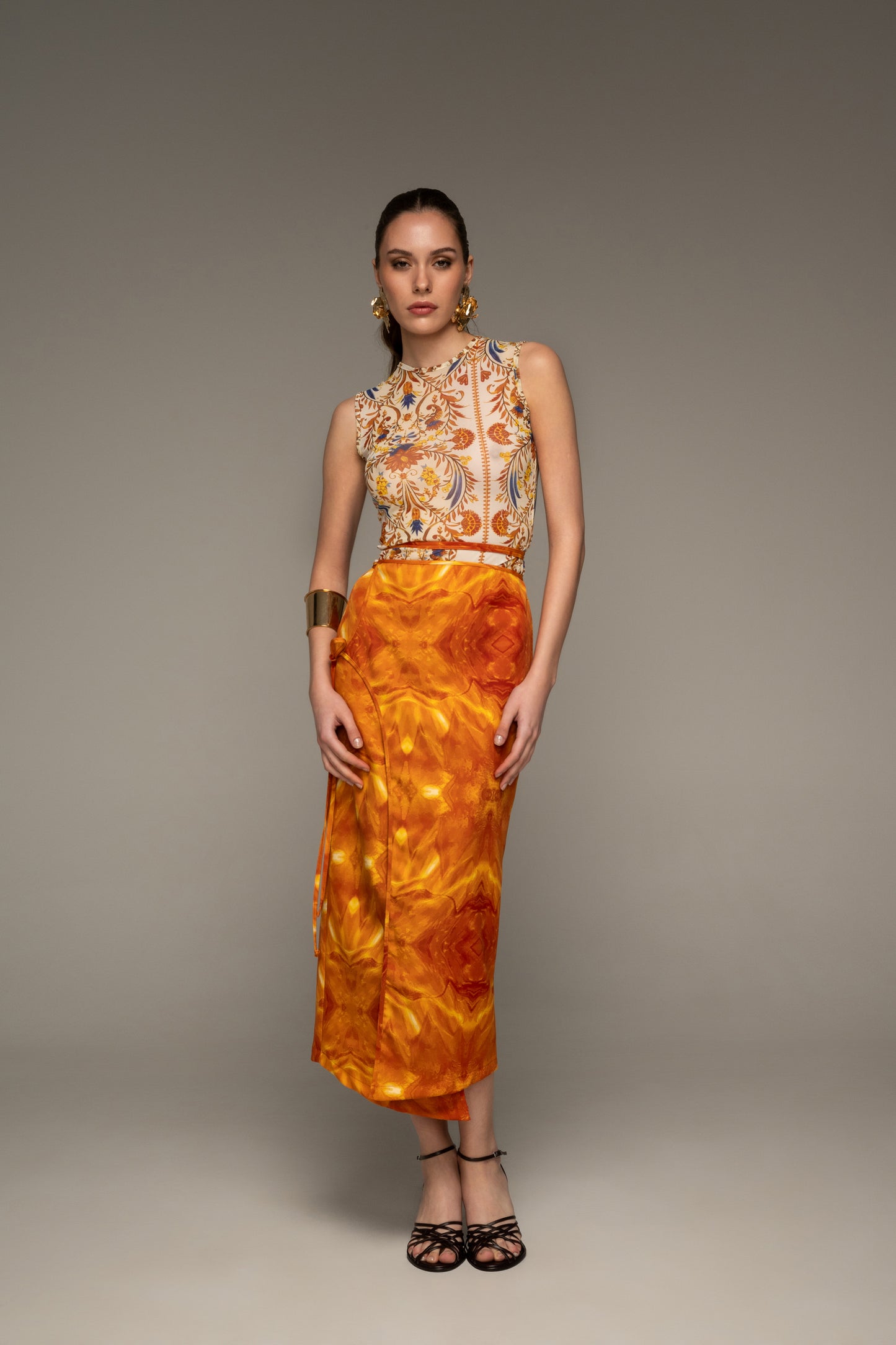 Waves Self-tie Wrap Skirt