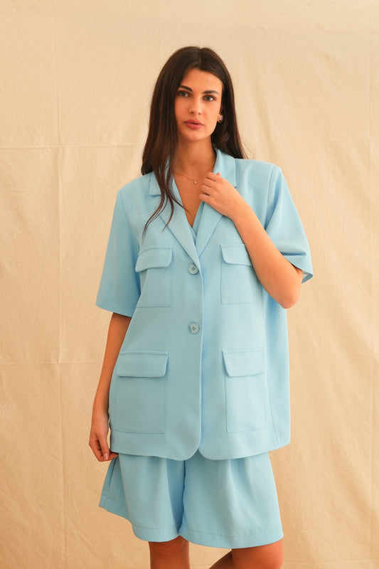 Azure Safari Blazer with belt