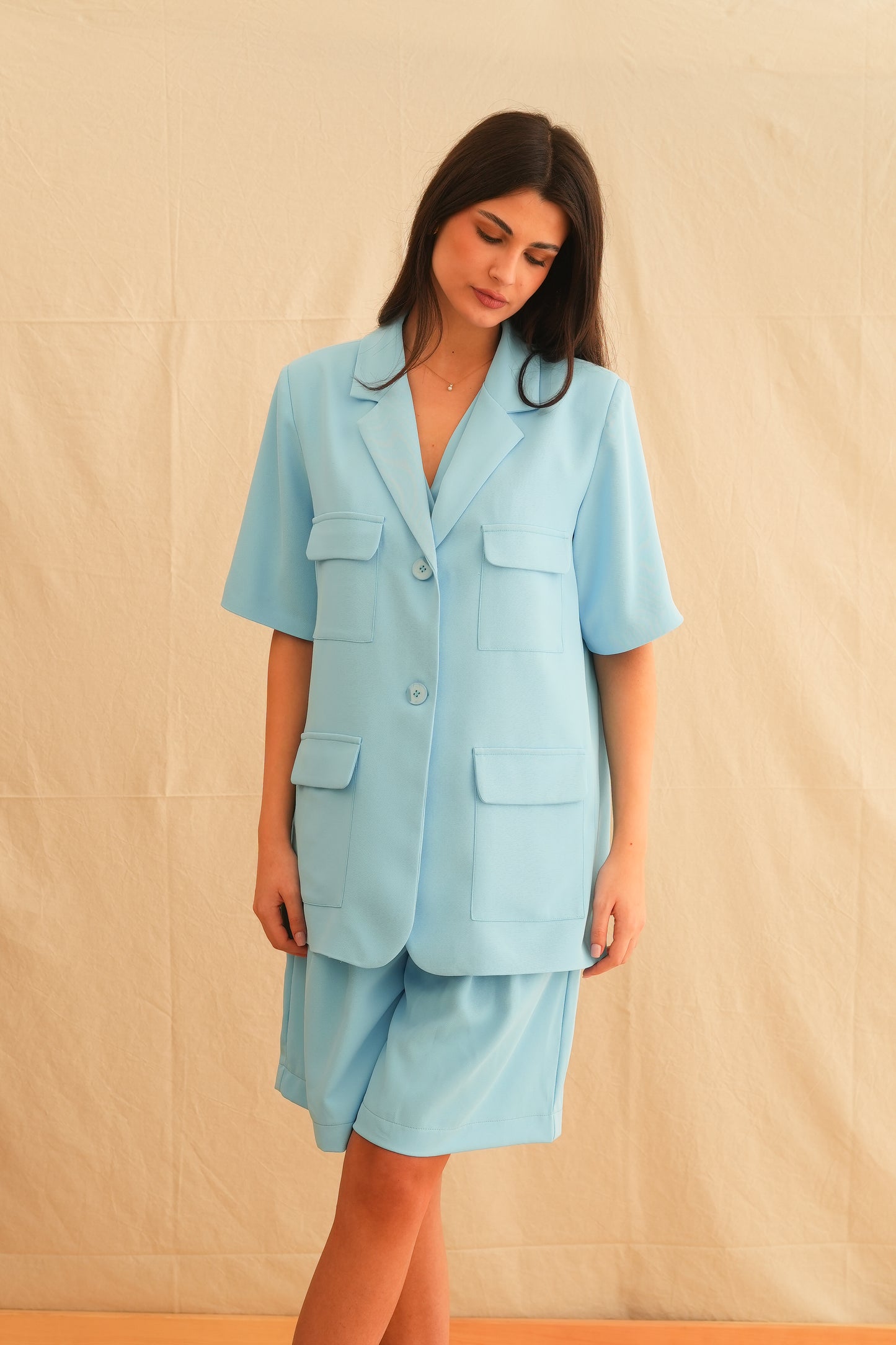 Azure Safari Blazer with belt
