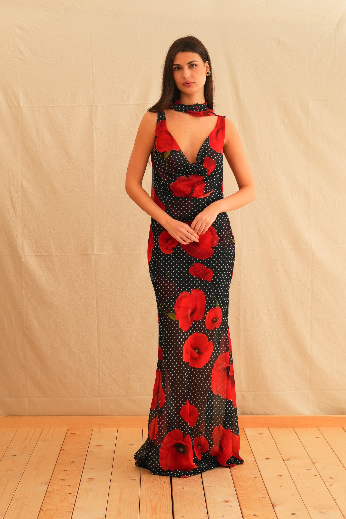 Tulip Affair Vintage Draped Maxi Dress