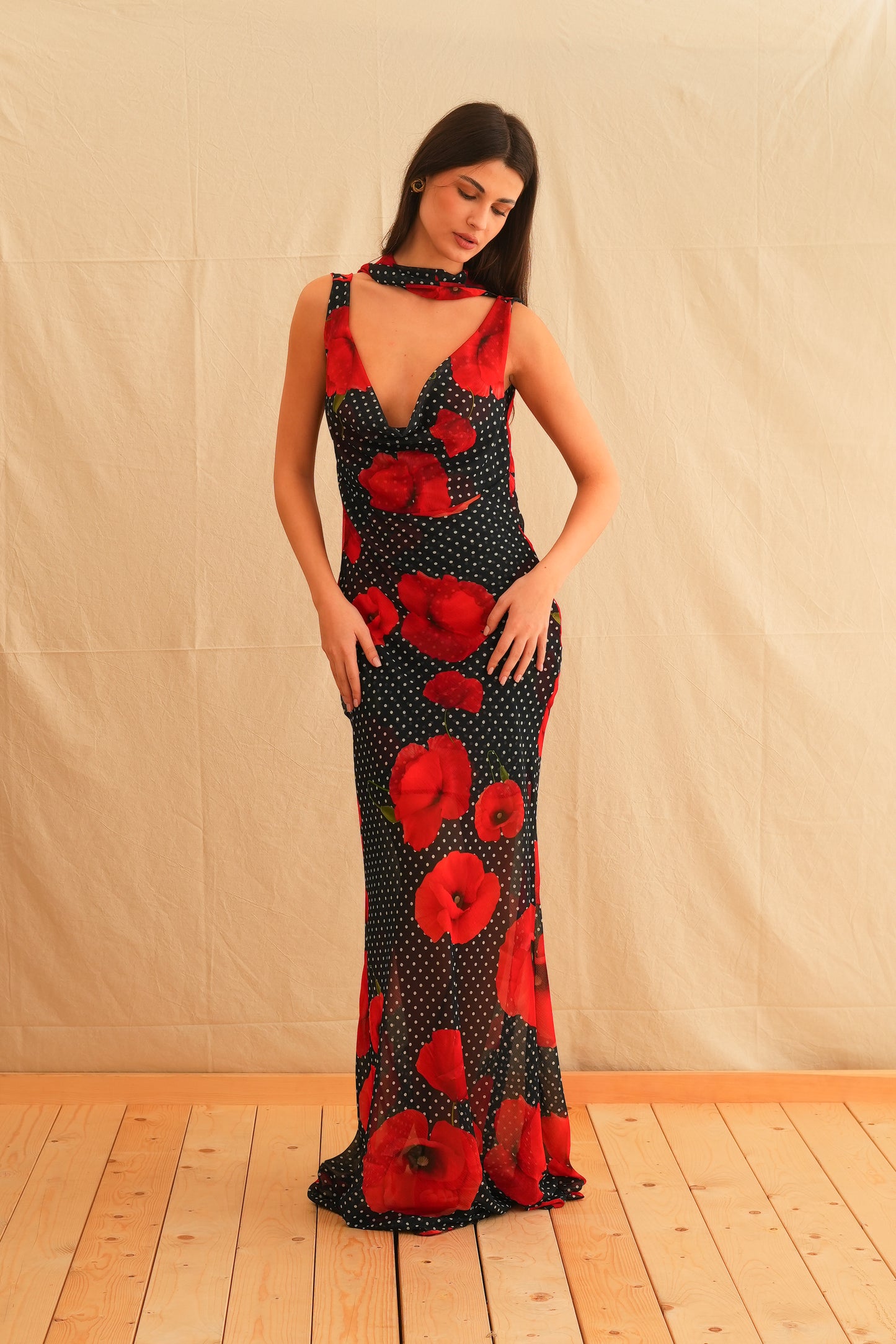 Tulip Affair Vintage Draped Maxi Dress