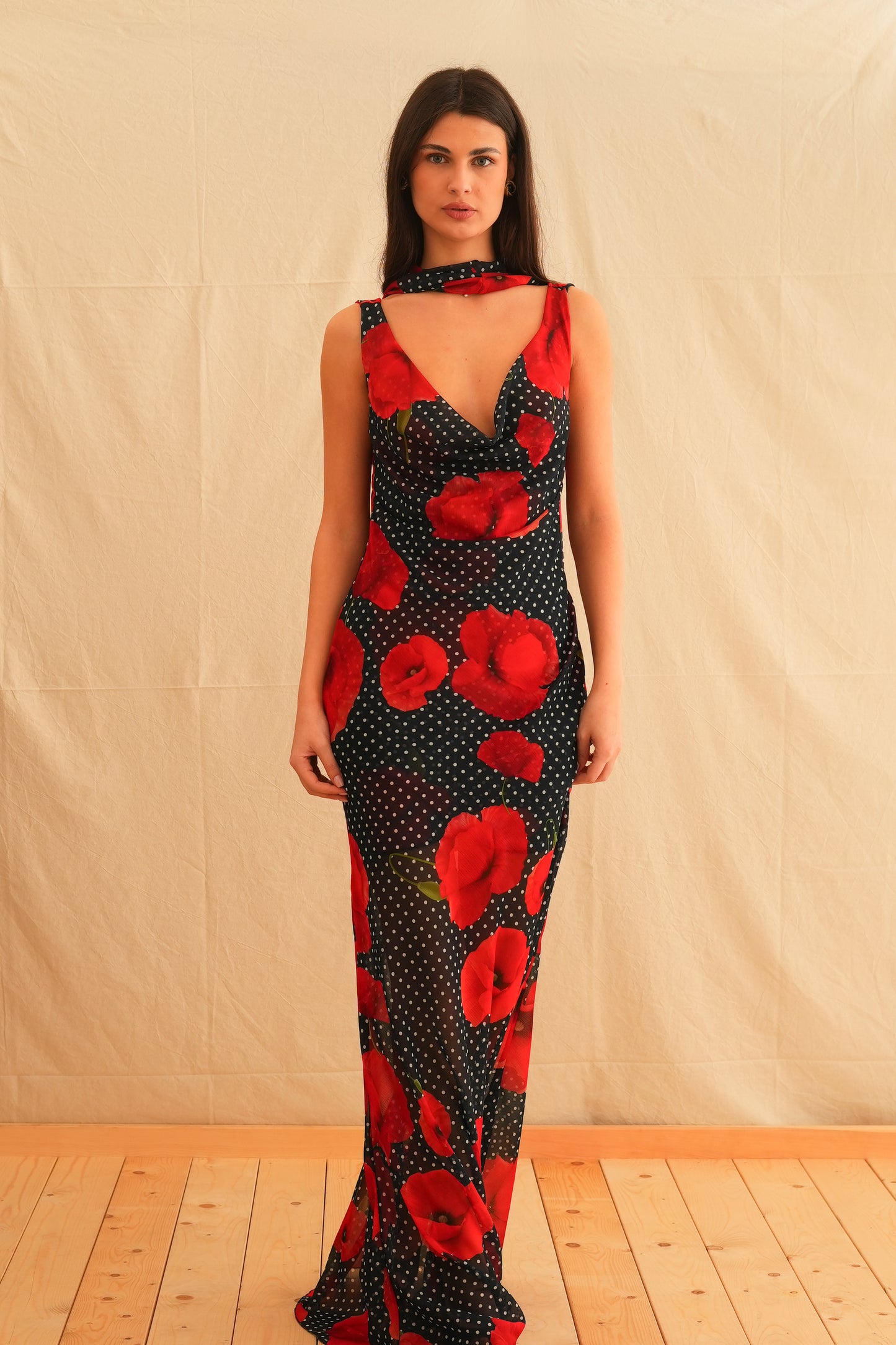 Tulip Affair Vintage Draped Maxi Dress