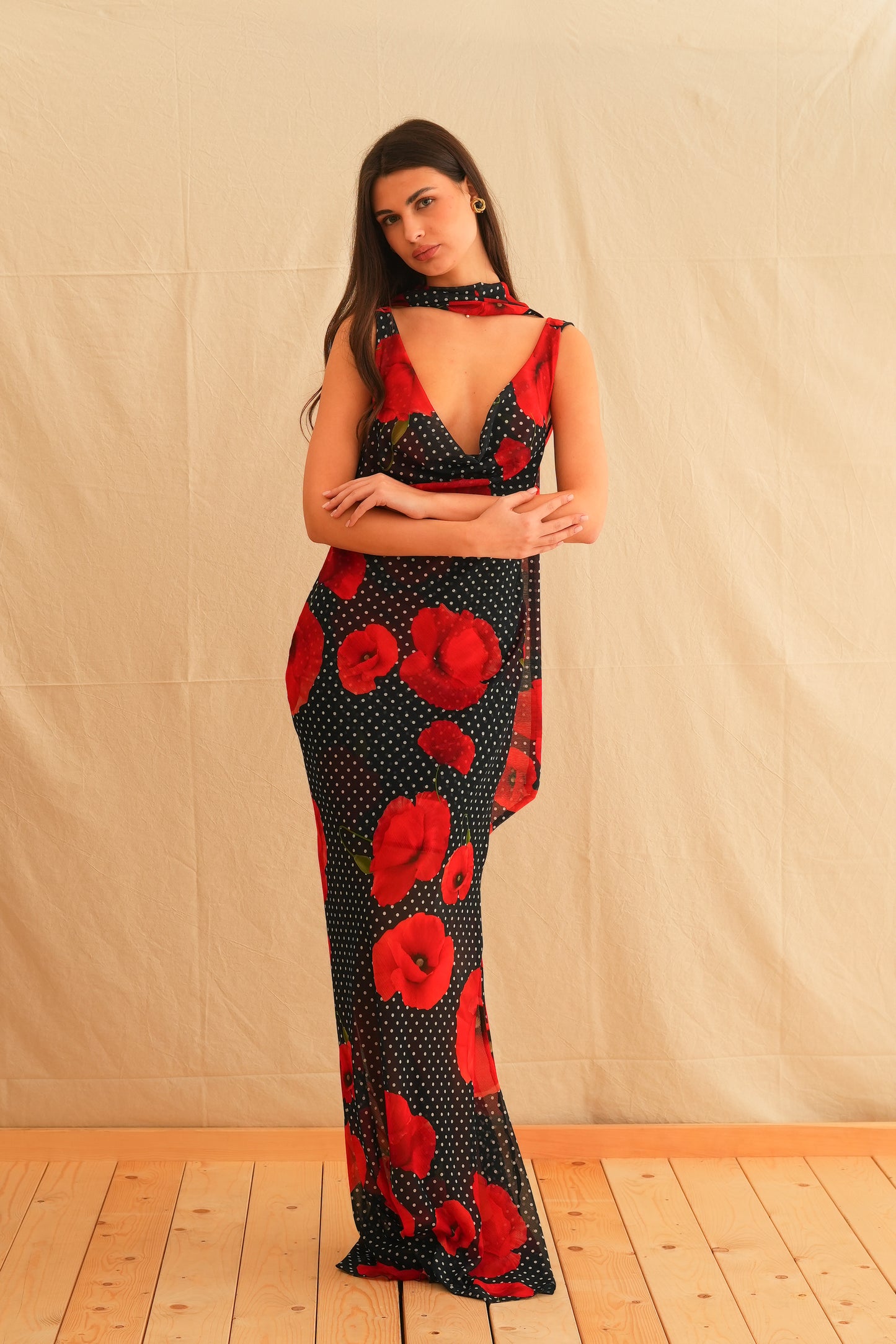 Tulip Affair Vintage Draped Maxi Dress