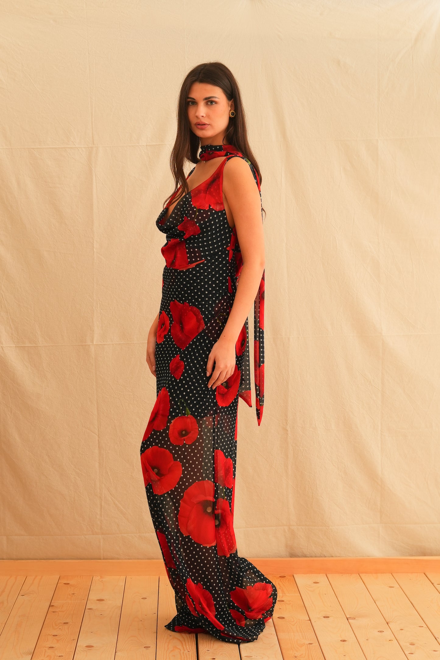Tulip Affair Vintage Draped Maxi Dress