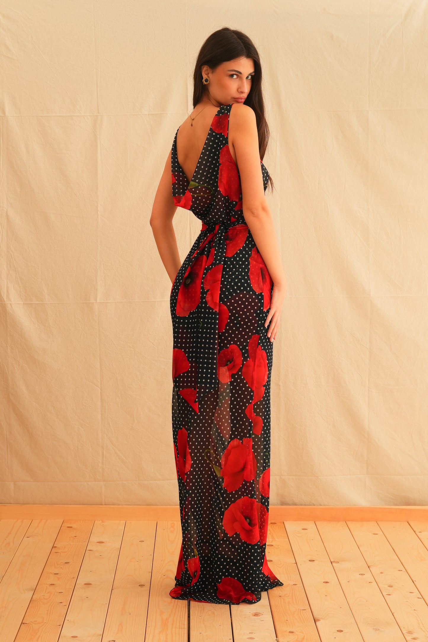 Tulip Affair Vintage Draped Maxi Dress