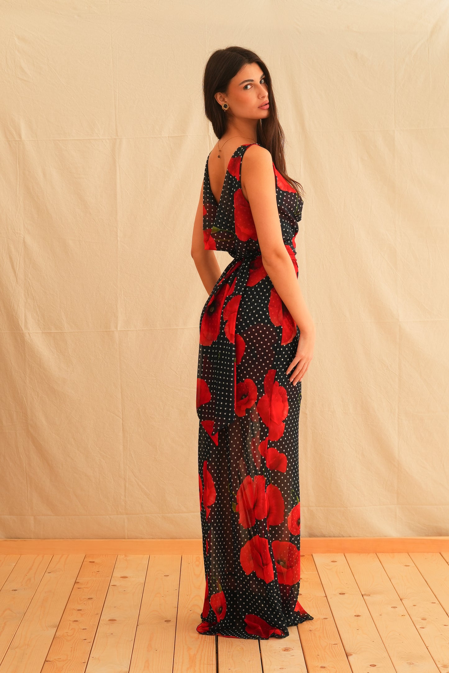 Tulip Affair Vintage Draped Maxi Dress