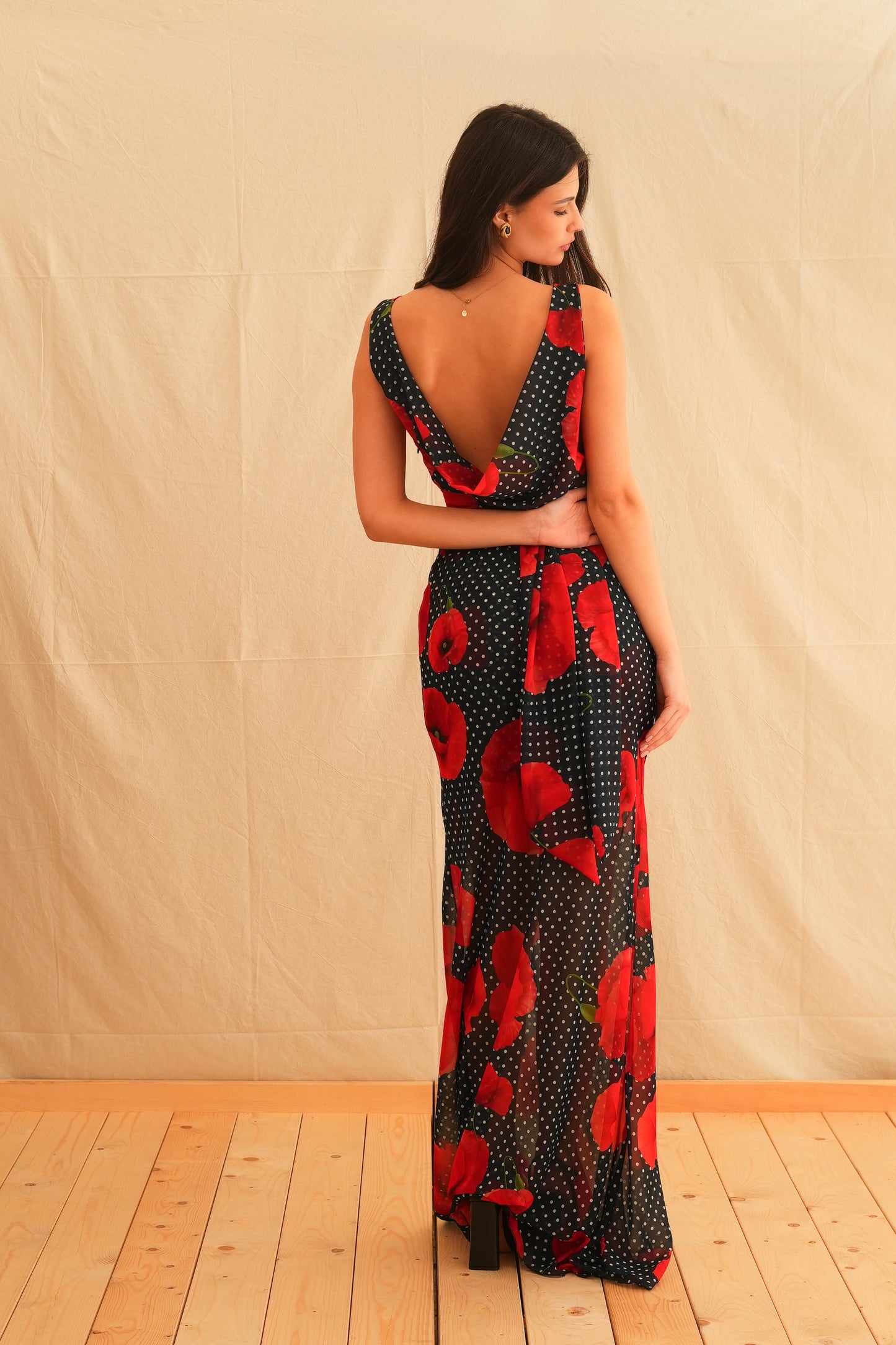 Tulip Affair Vintage Draped Maxi Dress