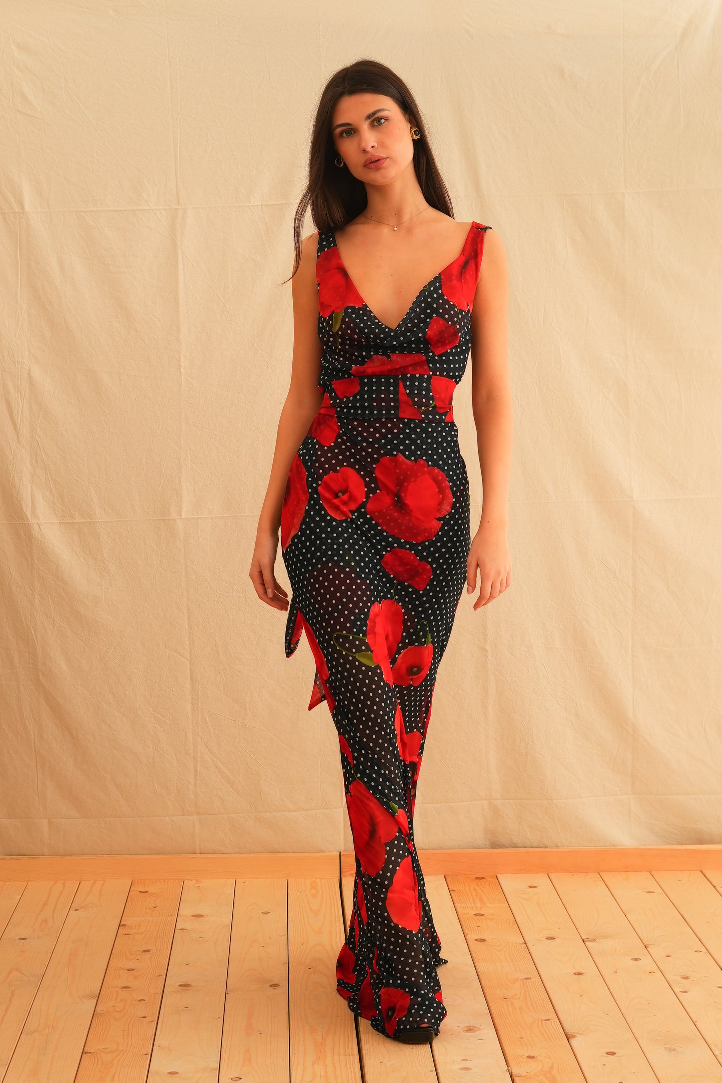 Tulip Affair Vintage Draped Maxi Dress